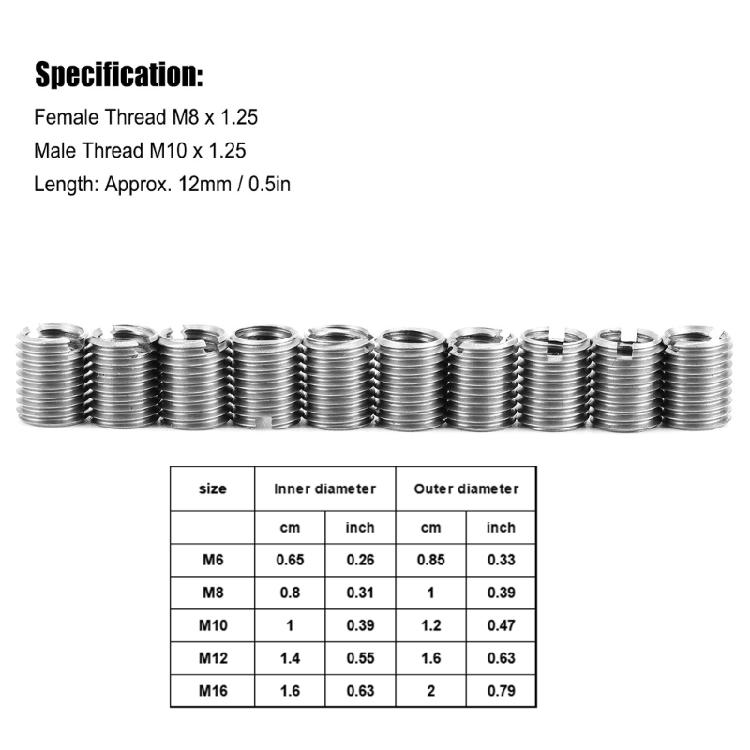 10Pcs 2-M16 Thread Adapter Sleeve Reducing Nut Corrosion Resistant Insert Nut Sleeve For Tight Spaces Enduring
