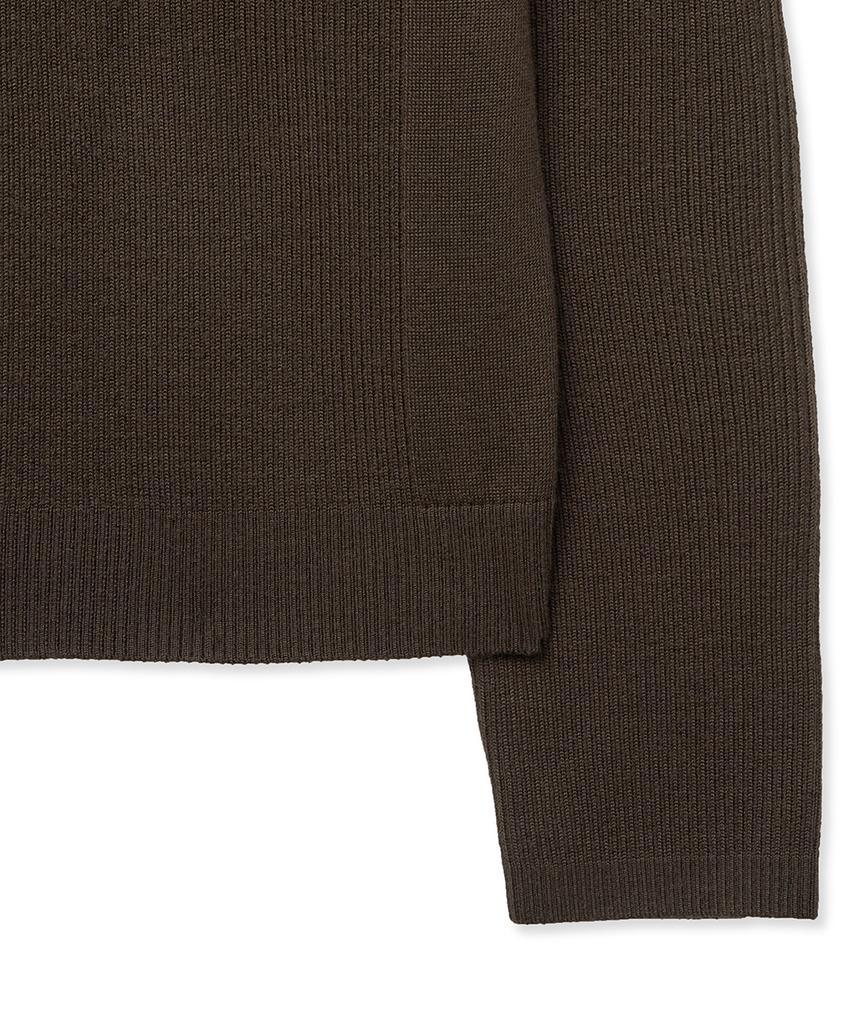 NOIRER Micro Ribbed Square Neck Knit (Deep Brown)