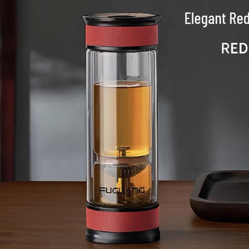 FUGUANG Hourglass Tea Infuser Double-Layer Glass Cup