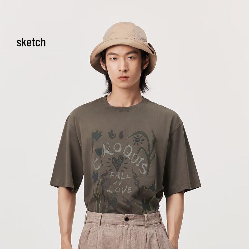 CROQUIS Men s 2024 Summer Round Neck Botanical Print T-Shirt M