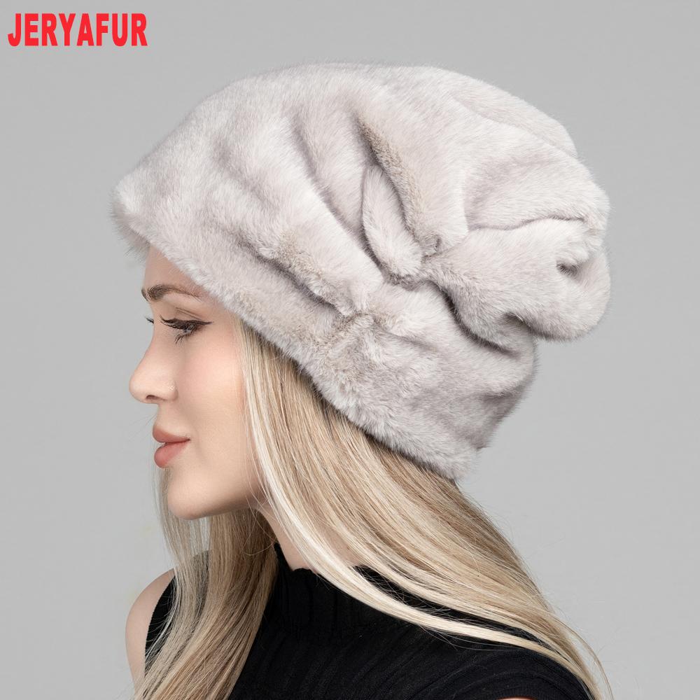 JERYAFUR Women Faux Fur Slouchy Winter Hat, Soft Plush Warm Ladies Beanie Cap for Cold Winter Outdoor Wear