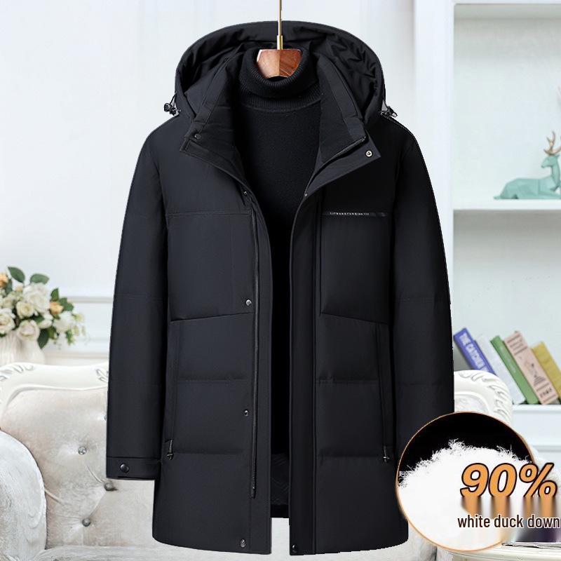 Northeast-Style Mid-Length Winter Down Jacket for Middle-Aged and Elderly Men - Plus Size