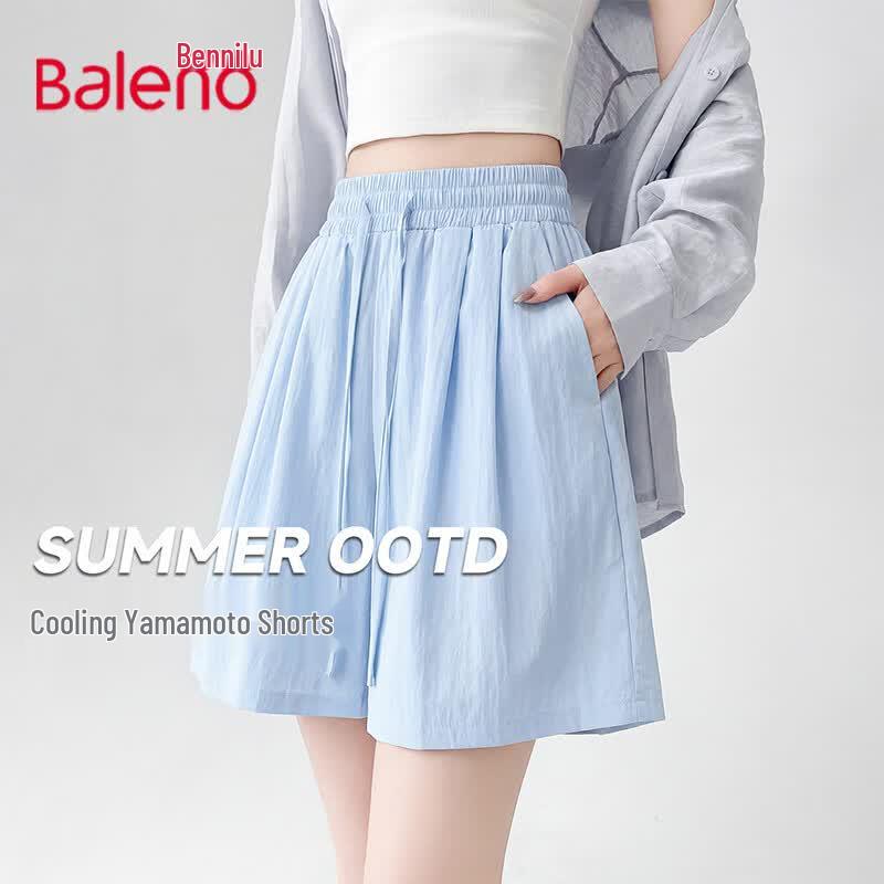 

Baleno Women s Ice Silk High-Waist Wide-Leg Shorts S
