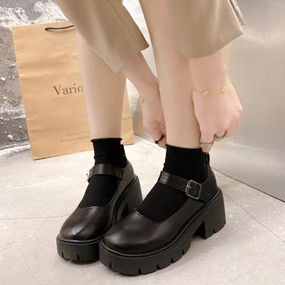 Summer Spring and Summer Uniform Shoes Heightened Platform Student Mary Jane High-heeled Retro Single Shoes