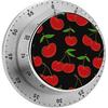 Cherry Berries Stainless Steel Kitchen Timer 60 Minute Wind Up Magnetic Timer Clock for Cooking Baking