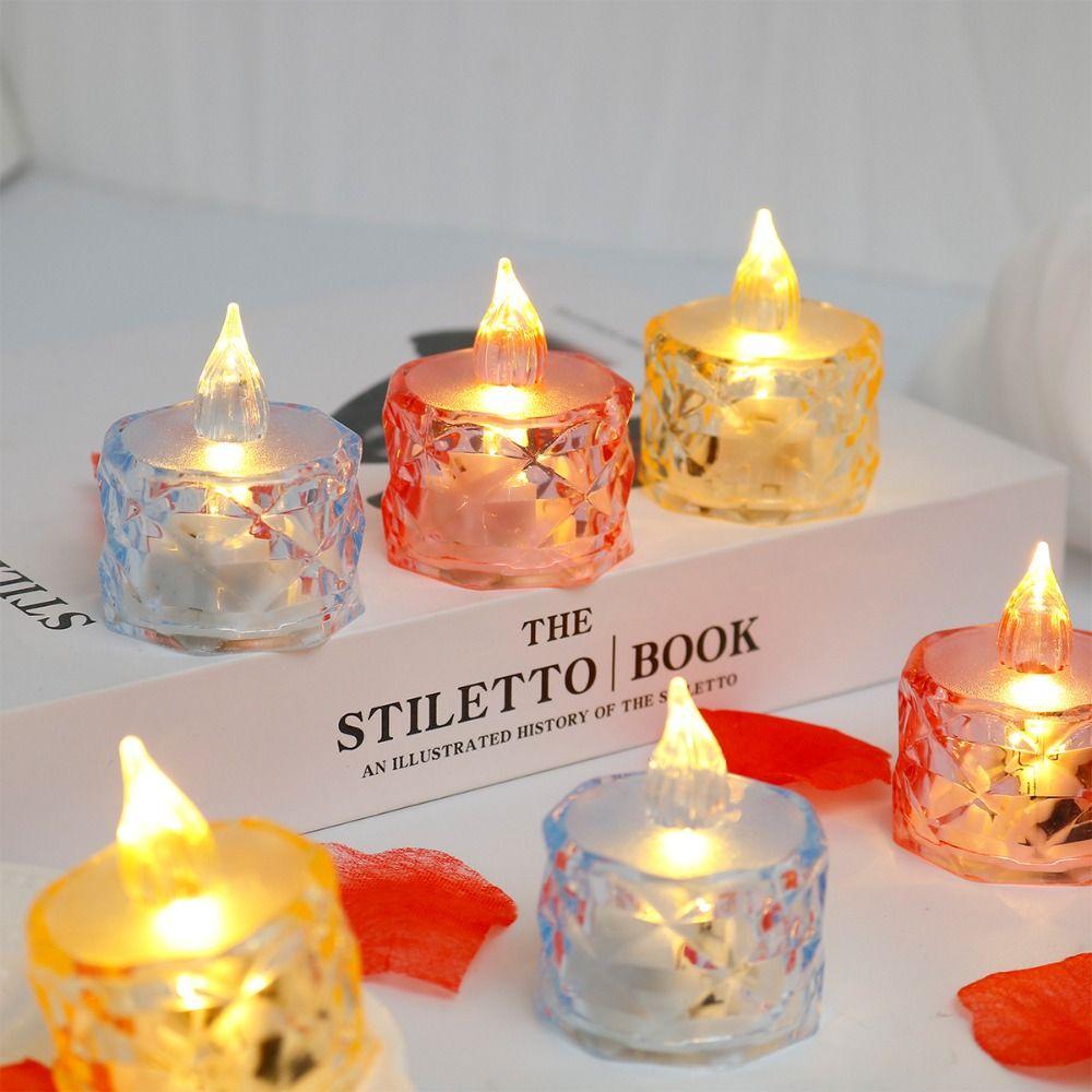 24pcs/box Delicate Design LED Mini Candle Light Romantic Atmosphere Light Daily Decoration