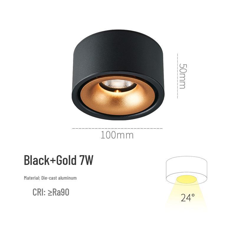 Ultra-thin Surface-mounted LED Downlight: No Hole Required, Round All-Aluminum Ceiling Light for Living Room.