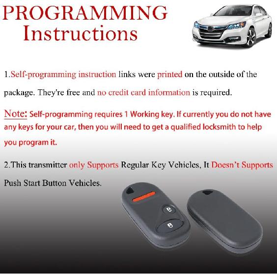 MechanMagic Key Fob Remote Replacement Fits For Honda Civic DX EX LX/Honda Pilot 2001 2002 2003 2004 2005 2006 2007 NHVWB1U523 Keyless Entry Remote