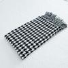Black and White Houndstooth Bed Runner and Throw with Tassels