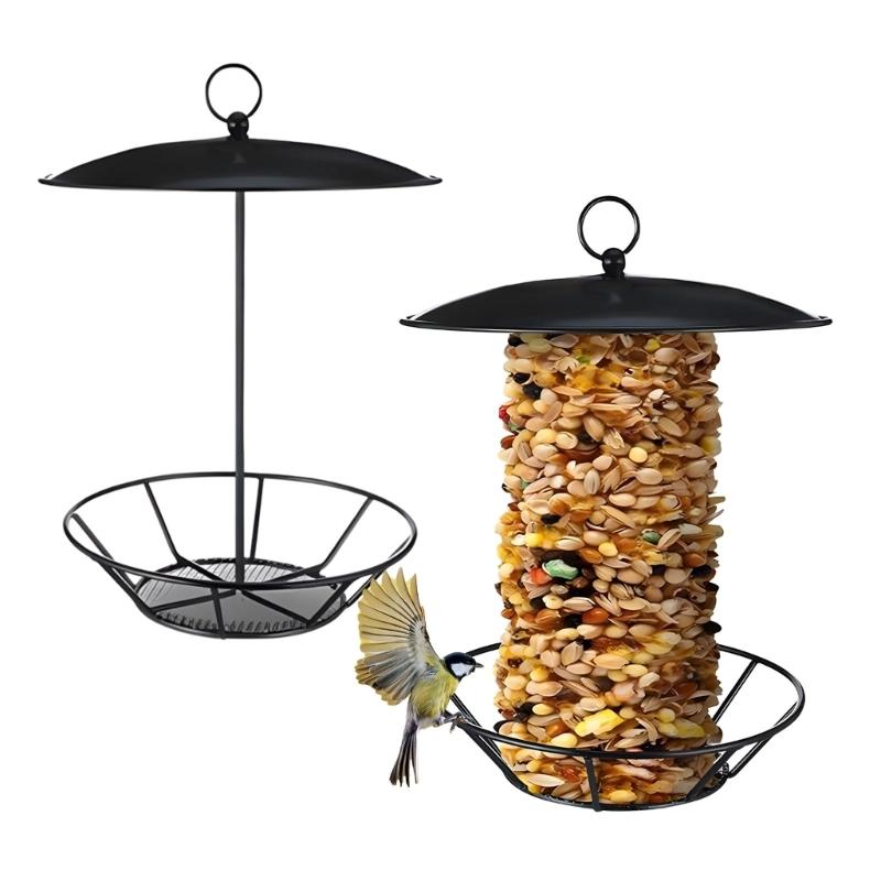 

Pack Of 2 Practical Easy Installation Hanging Bird Feeders Simple Setups Metal Construction For Garden Placement 1