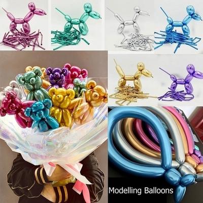Metalen Latex Ballonnen Lange Vorm Dikke Chroom Metallic Kleuren Opblaasbare Luchtballonnen Magische Ballon