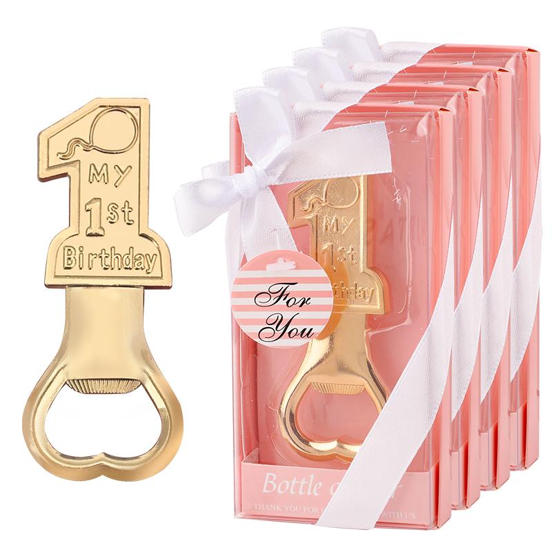 1st Birthday Gold Bottle Opener Gifts for Guest Boy Girl One Year Birthday Party Decoration Souvenir Baby Shower Favors Supply