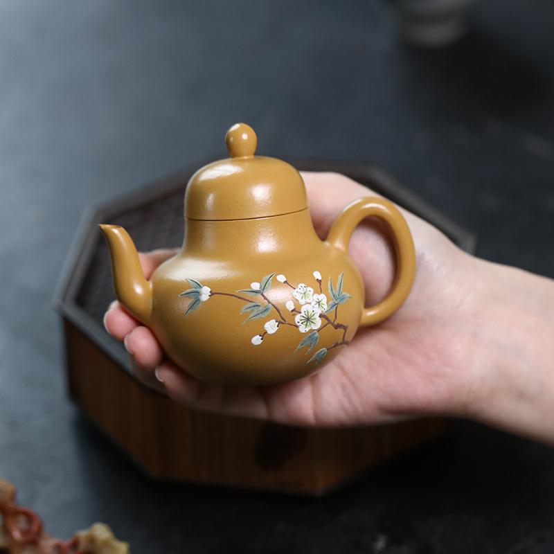 

100ml Authentic Yixing Purple Clay Teapots Handmade Si Ting Pot Raw Ore Gold Zhu Mud Kettle Chinese Zisha Teaset Tea Items Craft
