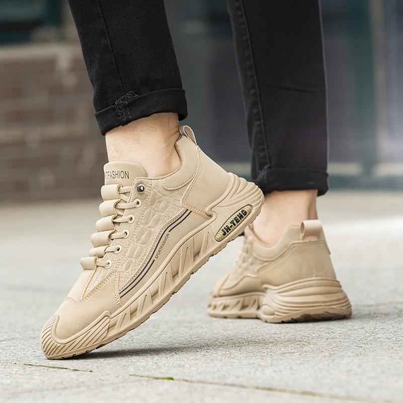 Single Cotton Large Size Men's Shoes Casual Men's Lace-up Fashion Crocodile Pattern Soft-soled Sports Shoes