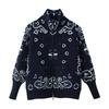 New, vintage three-color zipper with long-sleeved cardigan sweater.