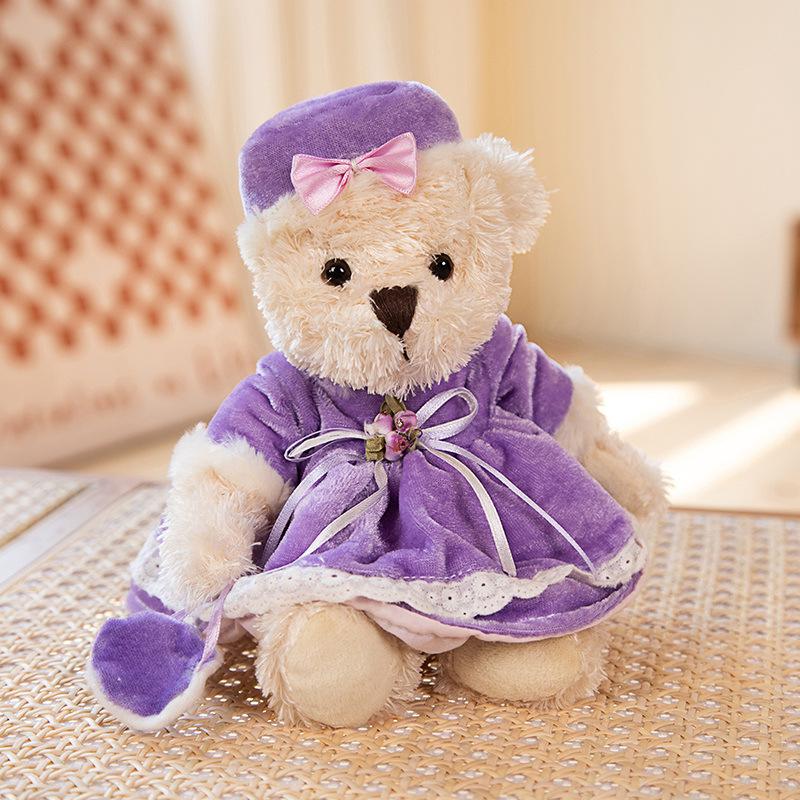 Niedlich Niedlich Angezogene Bärenpuppe Plüschtier Pastorales Blumenkleid Teddybärpuppe Puppe