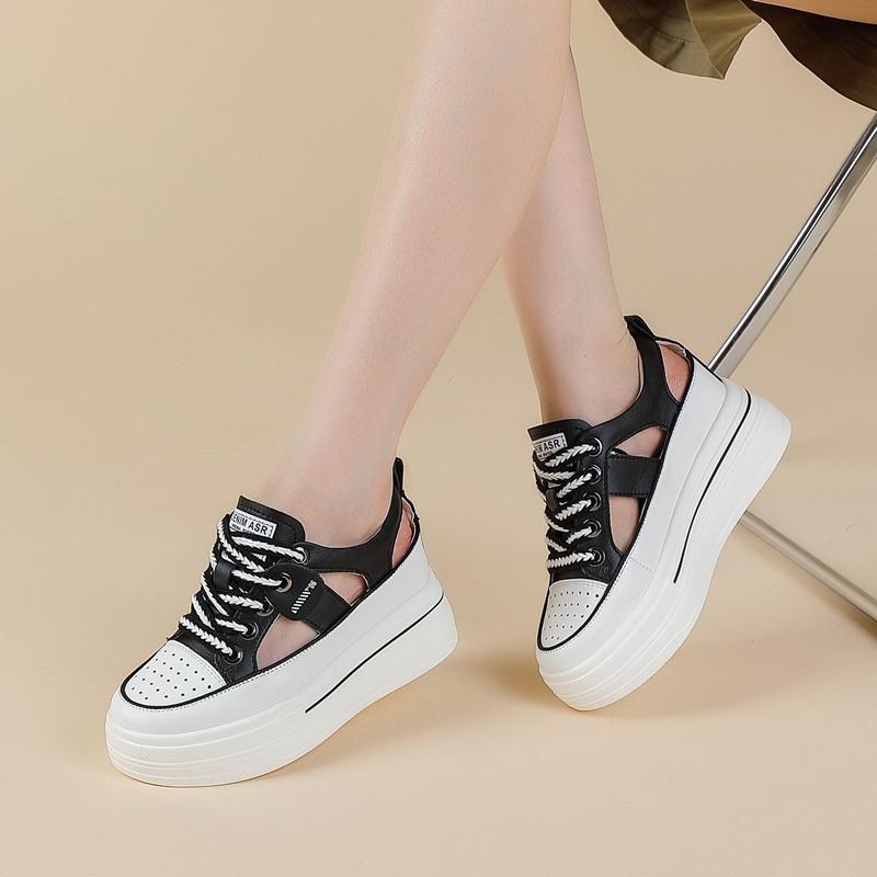 Thick-soled Inner Height-increasing Sandals for Women's Spring and Summer New Thick-soled Casual Shoes, Soft-soled Versatile Hollowed-out Women