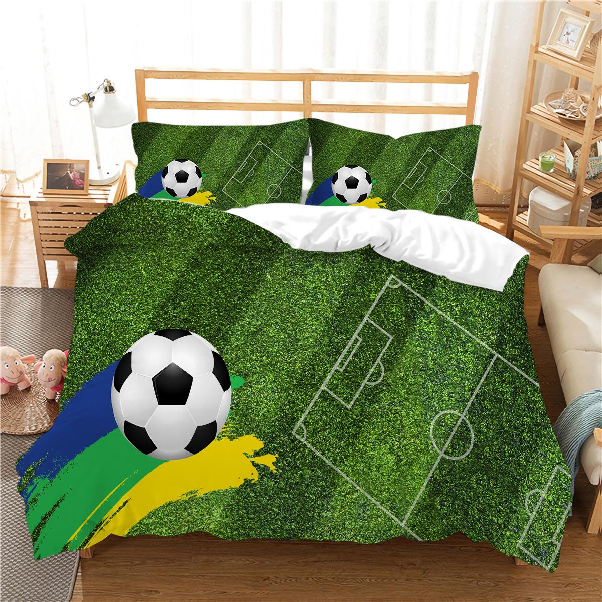 

Постельный комплект с 3D футбольным принтом, наволочка, удобное одеяло, пододеяльники из микрофибры, домашнее постельное белье, студенческая кровать в общежитии EU Single 135x200cm