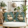 2pcs  Cozy Farmhouse Sheep Floral Throw Pillow Covers 2D Flat Print Decorative Cushion Cases for Sofa Bedroom Living Room