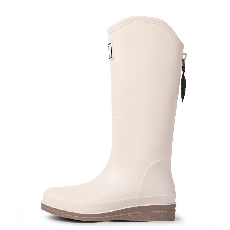 Women's Durable Waterproof Red Rain Boots - High-Top, Non-Slip, Soft-Soled for Outdoor Mountain Climbing