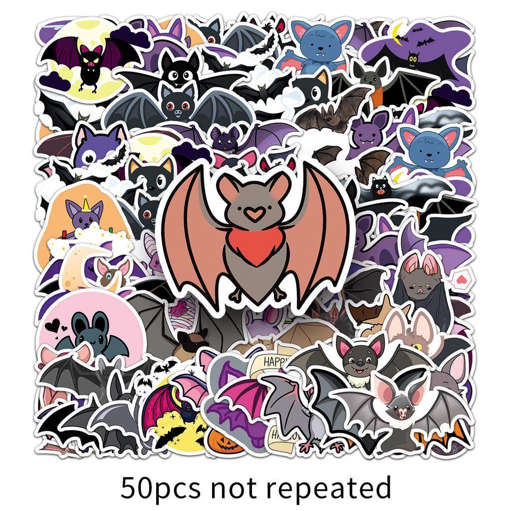 50pcs Cute Bat Stickers: Nocturnal Creatures Graffiti for Journals & Tablets