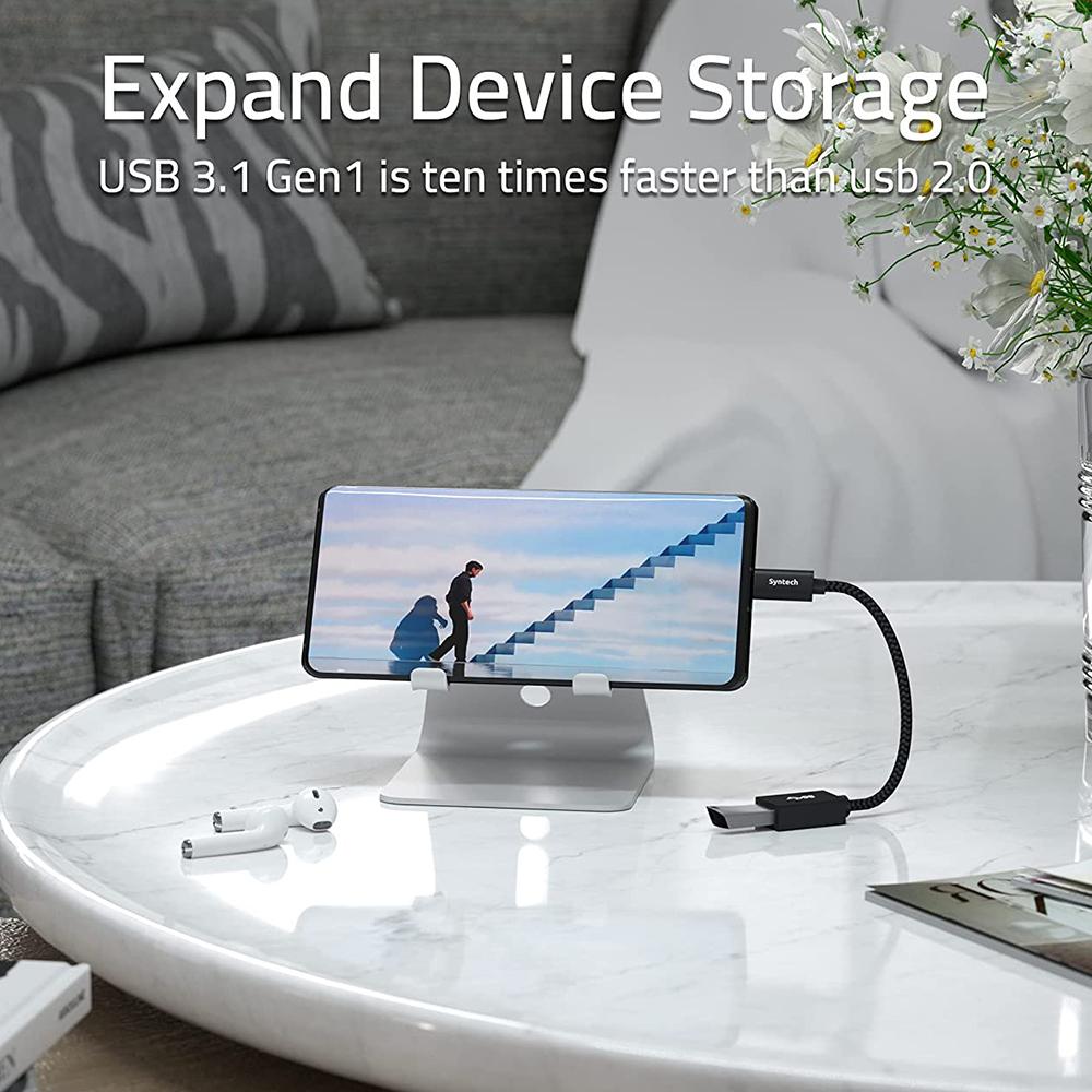 SYNTECH CA2Black 2 Stück USB-C Stecker auf USB-A Buchse Konverter Wärmeableitender Aluminiumlegierungsadapter