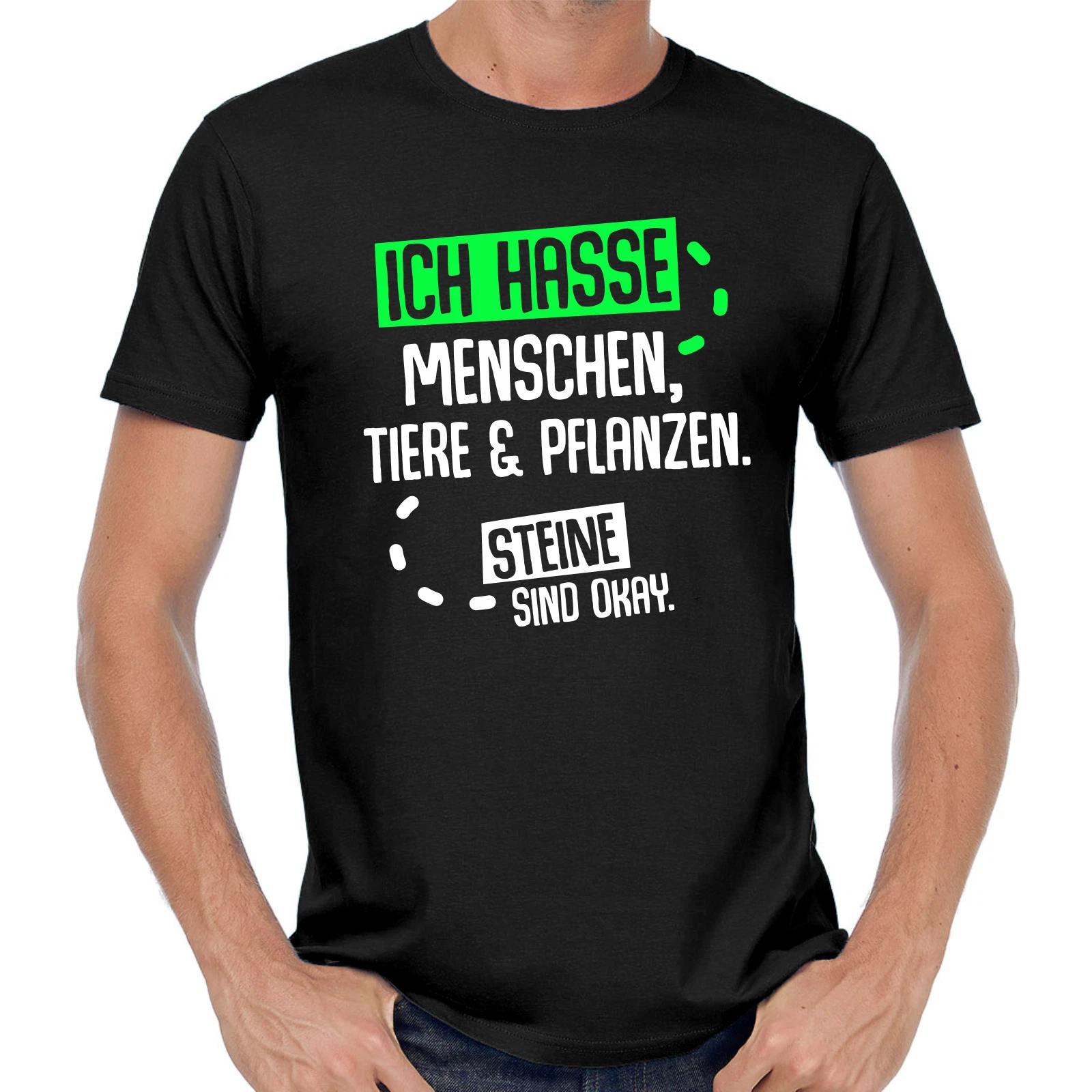 Men s and Women s T-shirts I Hate People Animals & Plants Stones Are Okay Sayings Fun Comedy L