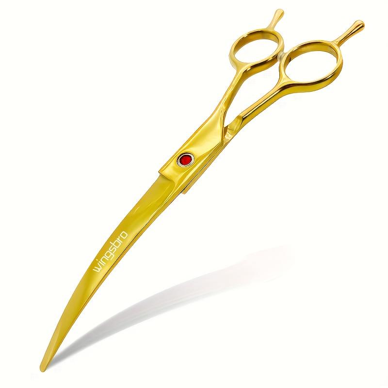 

Pet Grooming Scissors, Curved Scissors for Dogs, Professional Dog Hair Scissors for Both Left and Right-Handed Use. золотистый