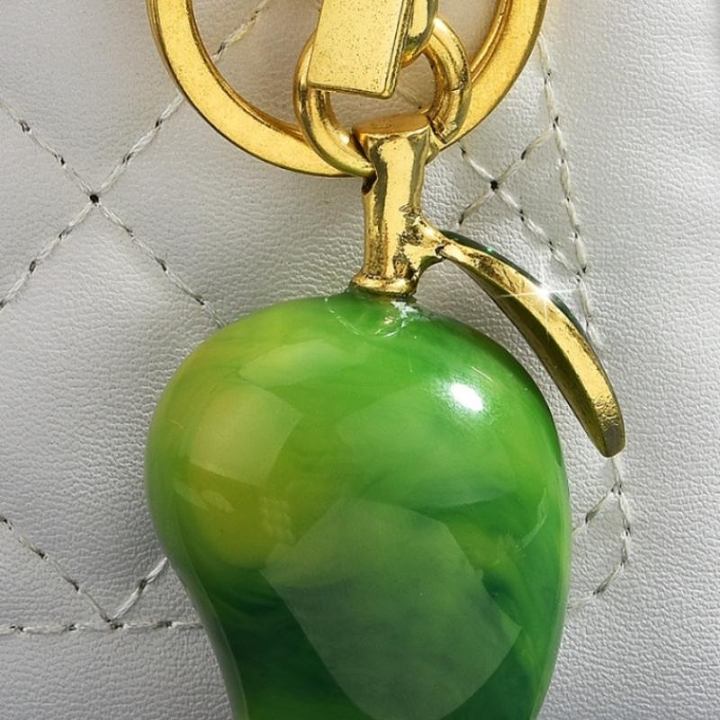 Simulation Mango Keychain Bag Hanging Pendant Charm Cute Crystal Resin Fruit Keyring Car Keychain Jewelry Gift Decoration