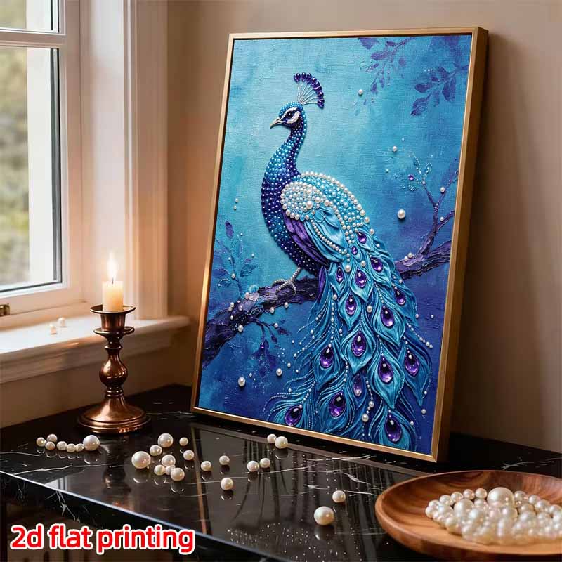Kit 5D Perla Design Pavone Maestoso Ornamenti Smalto Fai da Te per Decorazione Parete Casa Sollievo dallo Stress Regalo Fatto a Mano Senza Cornice