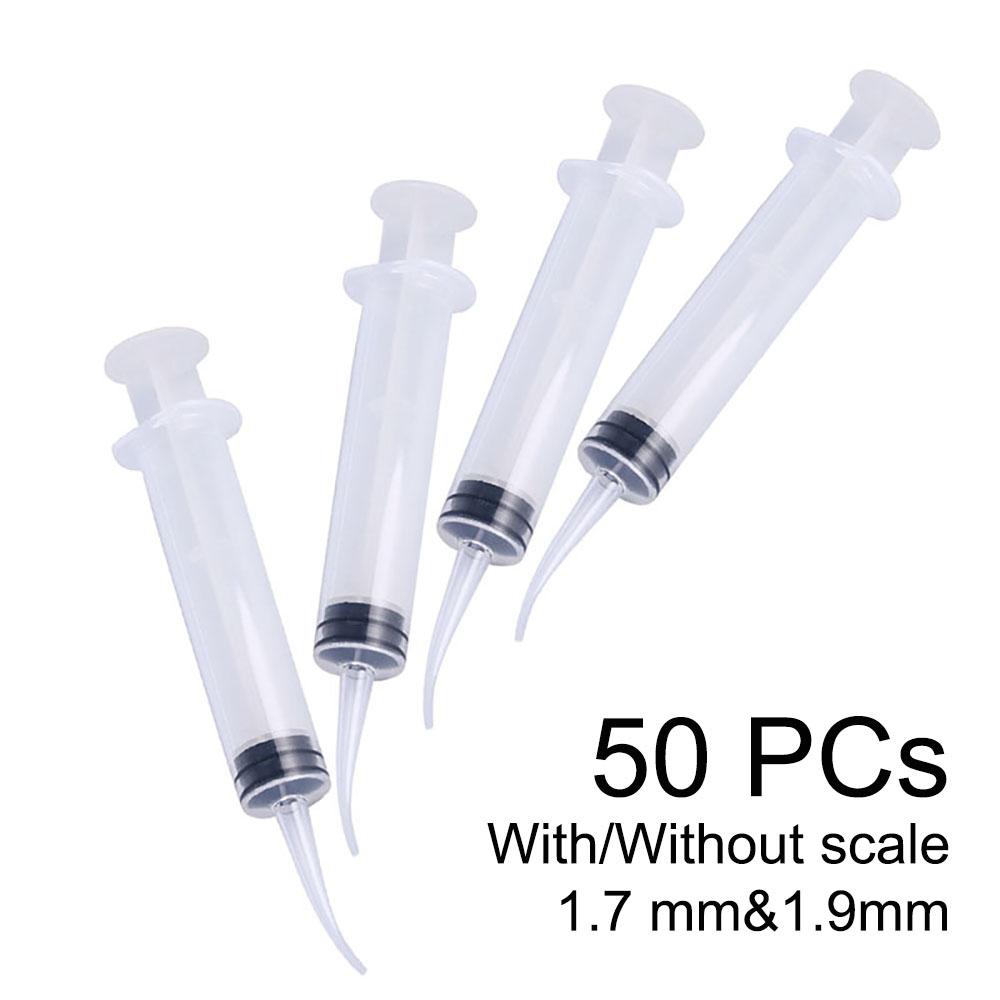 50 Pcs Disposable Dental Irrigation Syringe Curved Tip 12Ml Dentist Use Tip Diameter 1 9Mm Dentistry Material