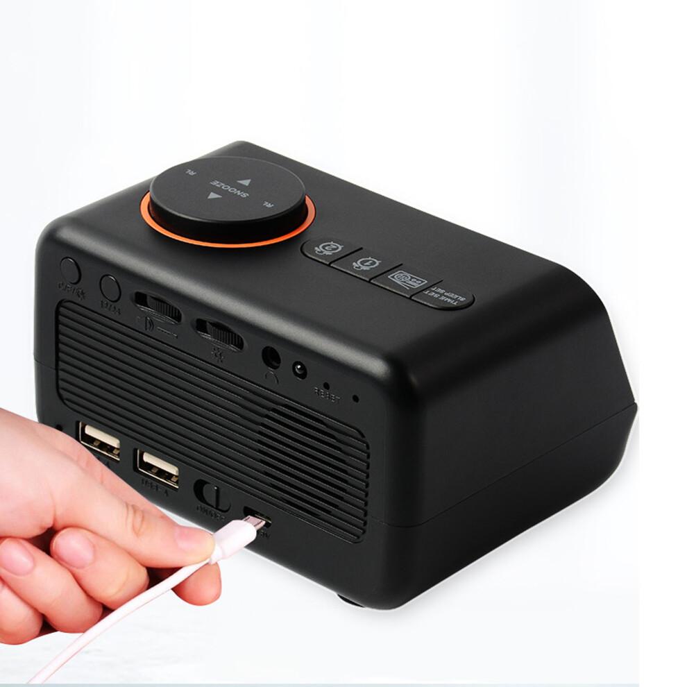 Multifunctional LED Alarm Clock with Radio and FM, Rechargeable, Black