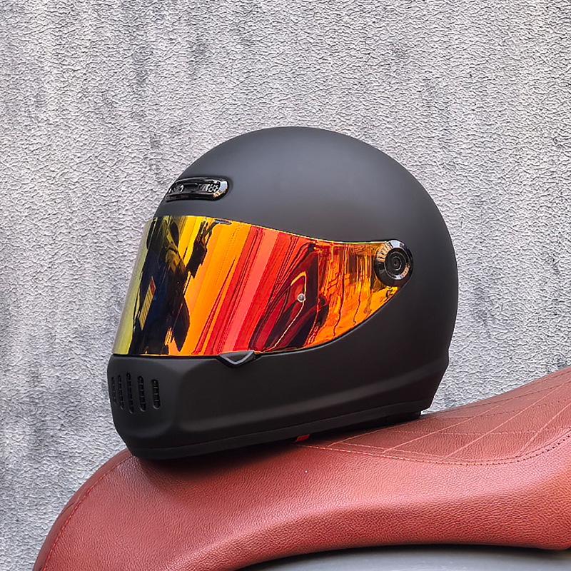 Motorcycle Retro Full Helmet Men's Winter Personality Cool Women's National Tide Race Cruise Retro Car Helmet Universal In All Seasons