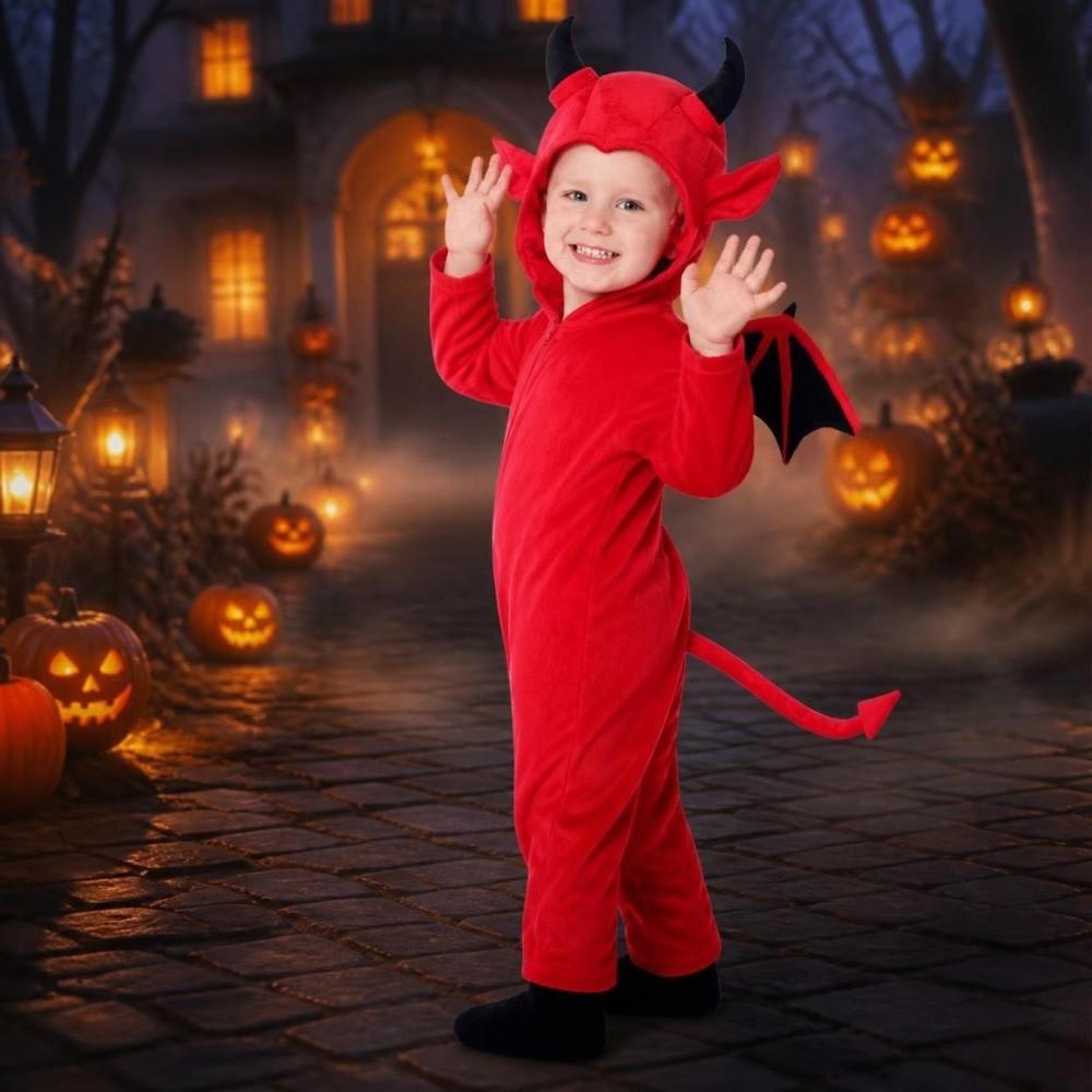 Bat Wings Halloween Bat Bodysuit Devil Horn Kids Cosplay Costume Performance Property