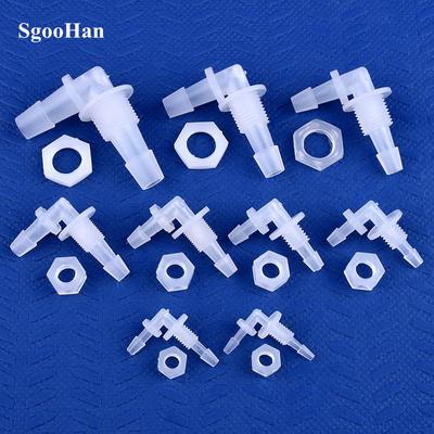 10Pcs/Lot 2.4-11.1mm Plate Elbow Connector Aquarium Fish Tank Barb Elbow Connectors M6~1/2" With Nut Garden Irrigation Hose Joint Quick Connector