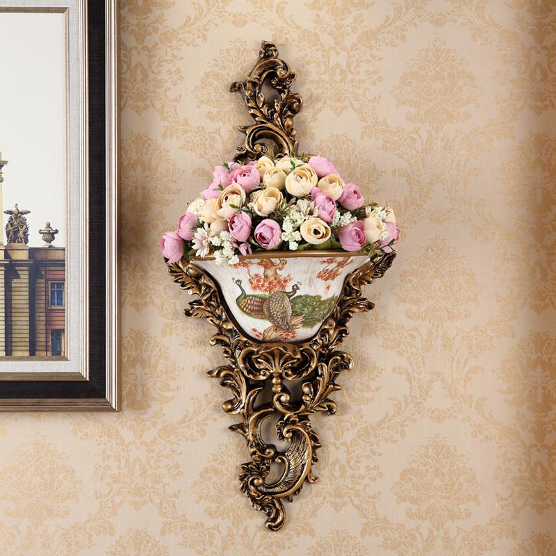 European Wall-Mounted Vase: Creative Resin Ornament for Retro Home Decor