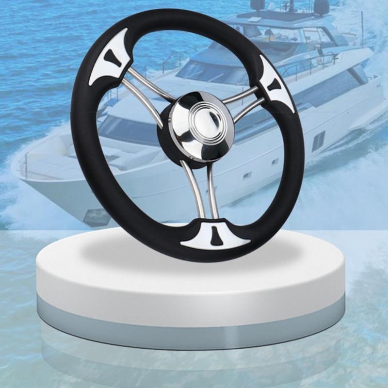 Rueda de timón universal de acero inoxidable de 13.5 pulgadas sin pomo de repuesto Accesorios marinos Rueda de timón para barco