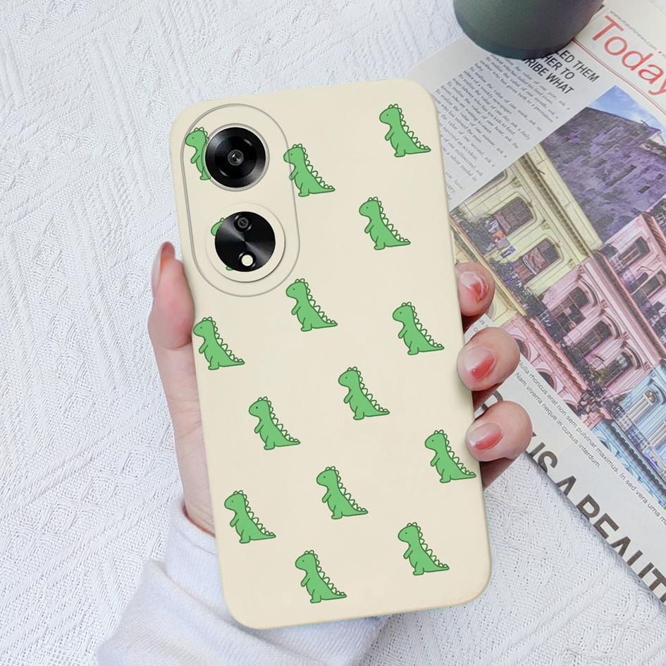 Schutzhüllen für Oppo A15 A1K A7 A35 A55 A1 A52 A11, süßes Dinosaurier-Muster, weiches, glattes Flüssigsilikon, hochwertige Anti-Fingerabdruck-Hülle für Oppo Capa