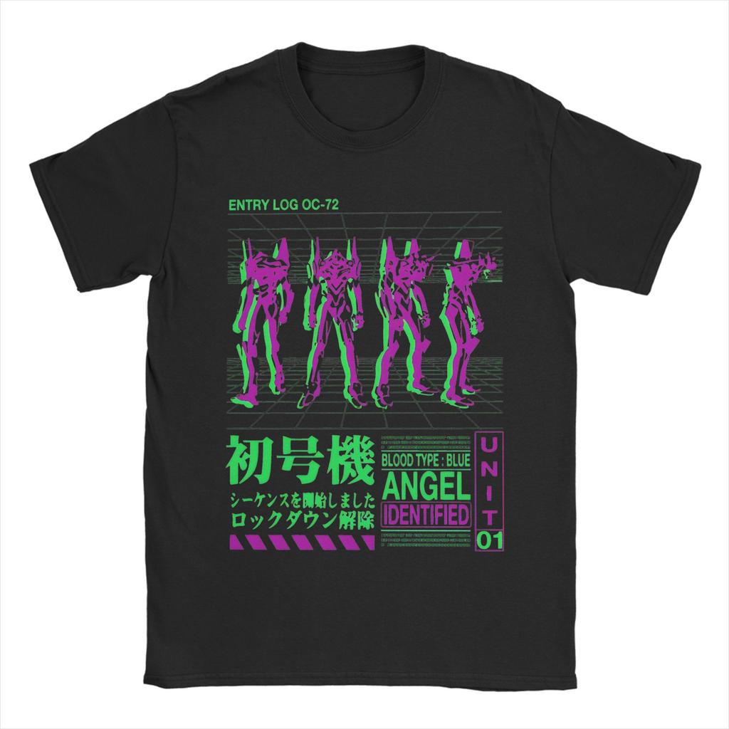 01 EVANGELION Tshirts For Unisex Women 100Cotton Clothes Hip Hop EVA Anime Crewneck Short Sleeve