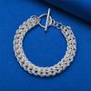Elegant 925 sterling silver 8-inch exquisite woven bracelet, fashionable men's and women's wedding party jewelry accessories