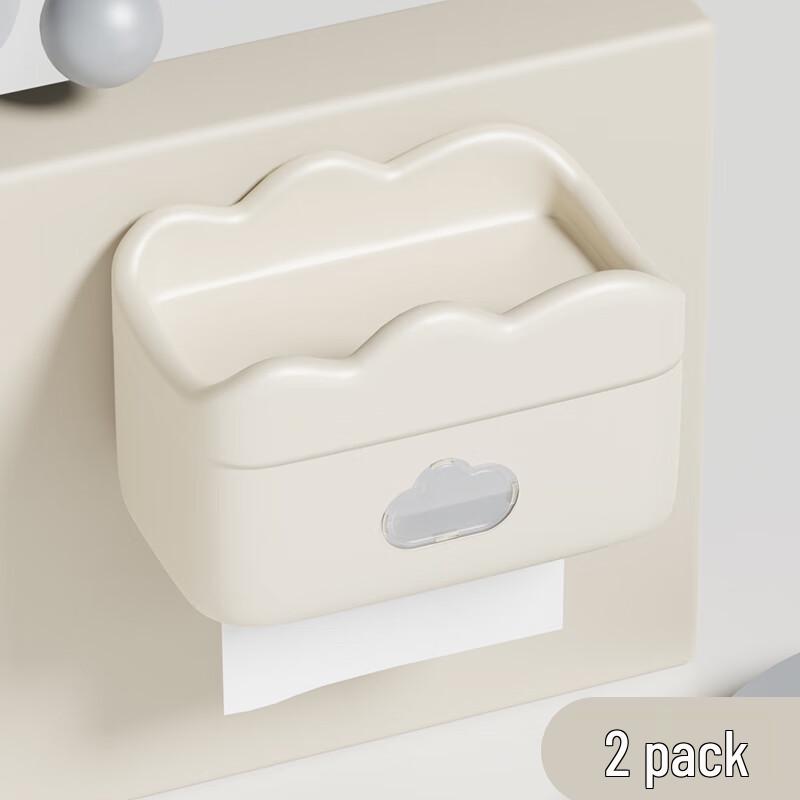 Cream Cloud Bathroom Tissue & Roll Paper Holder (2-Pack)