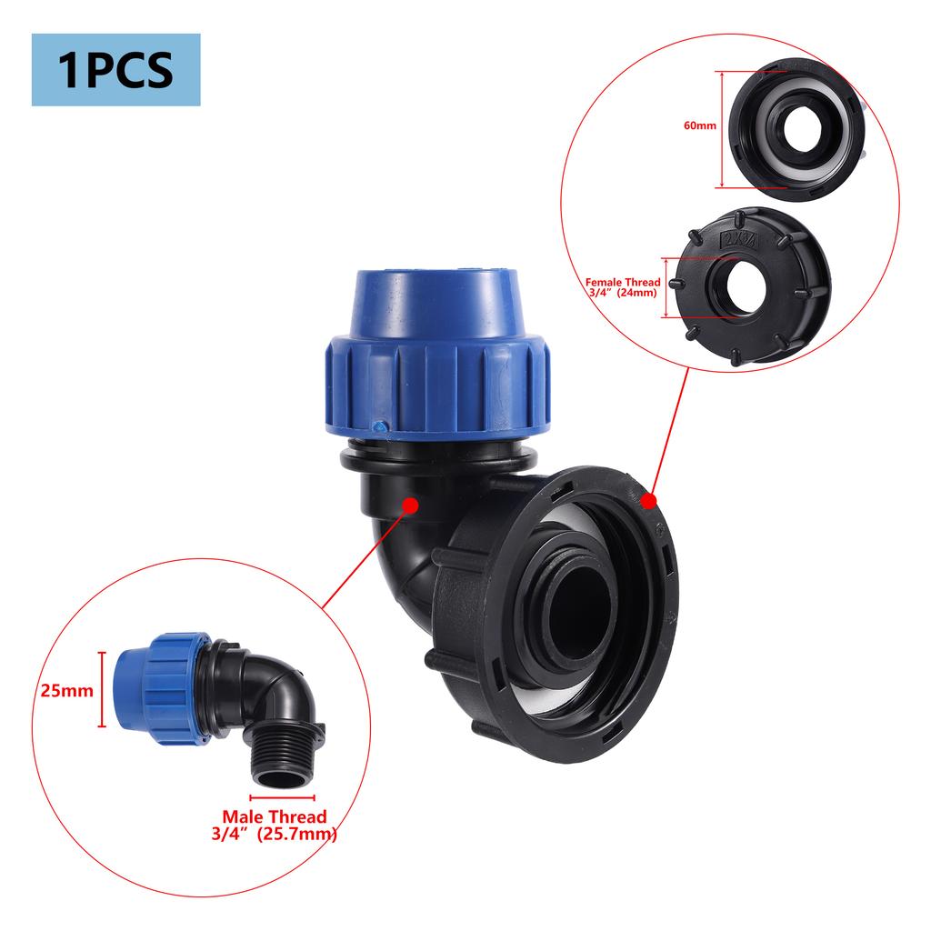 IBC Tank Fitting 20/25/32mm S60 IBC Tank Reducer Tee to Garden Irrigation Watering Adapter Garden Water Connector