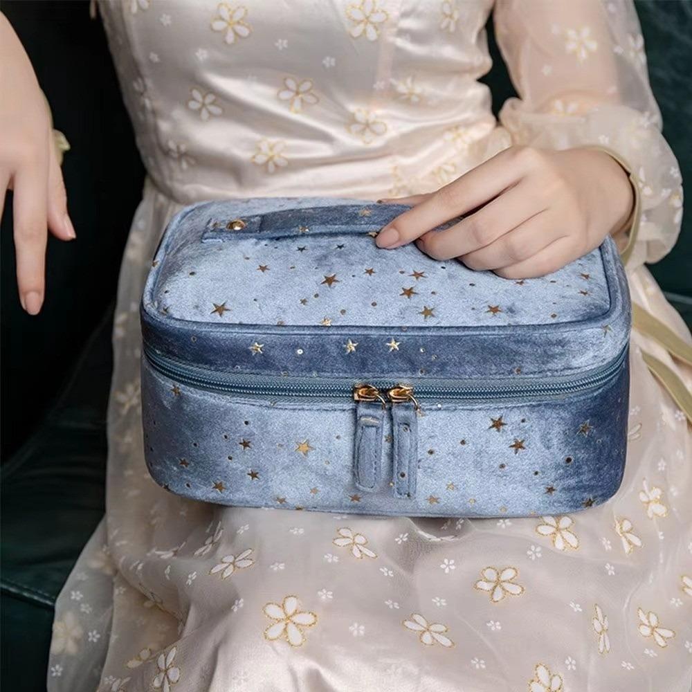 Trendy Star Wash Handbags Multifunctional Velvet Cosmetic Bag Toiletry Case Lipstick Bags Large Capacity Storage Bags