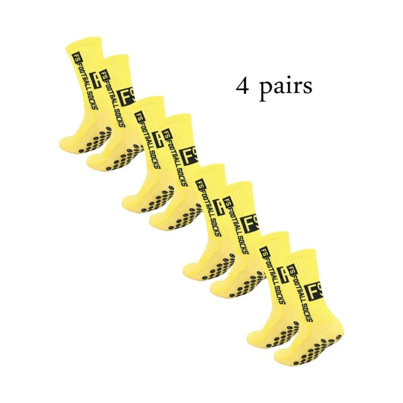 4 Pairs of Updated Mid Tube Glued Football Socks for Athletic Training and Competition Non Slip and Breathable Socks