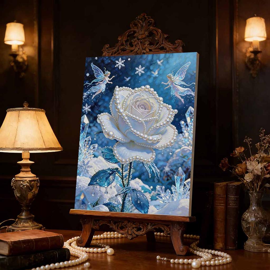 DIY Blue Rose Pearl Art Painting for Adults/Beginners Gift Home Decor Pearl Gem Paintings Picture Arts Craft 30x40cm Without Frame