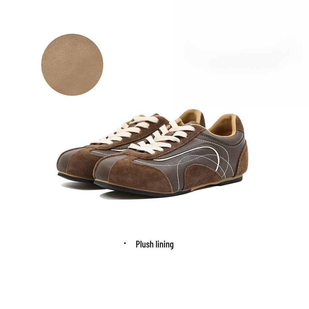 Women's Retro Brown Soft Sole Shoes - Lightweight German-Style Sneakers with Thin Sole