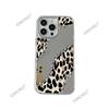 European and American broken diamond leopard print iphone17 mirror mobile phone case Apple 16promax advanced sense mirror mobile phone case 14