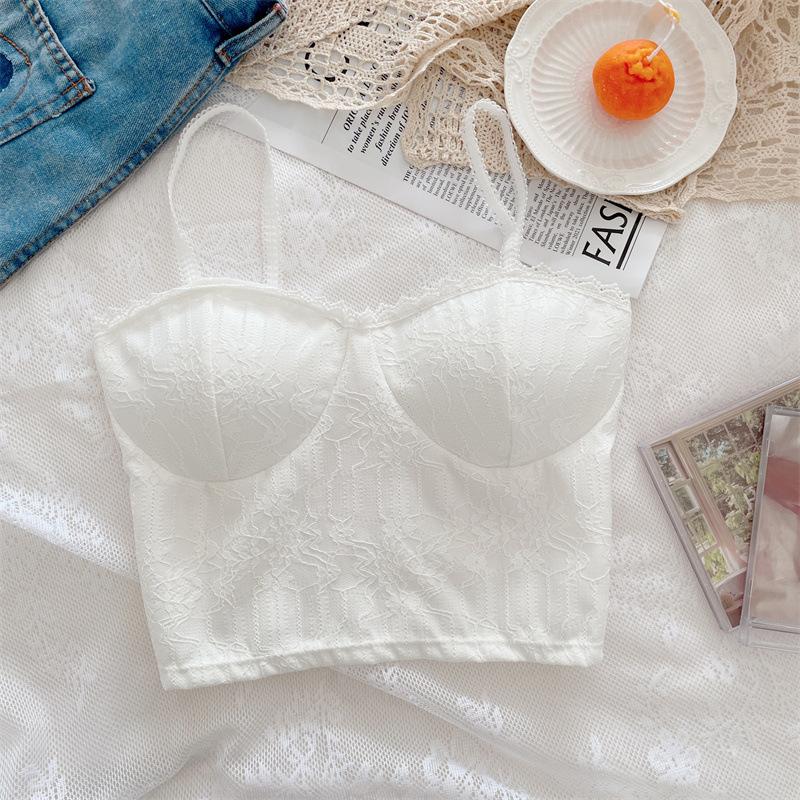 Letní krajkový top s volným zadkem a tílkem