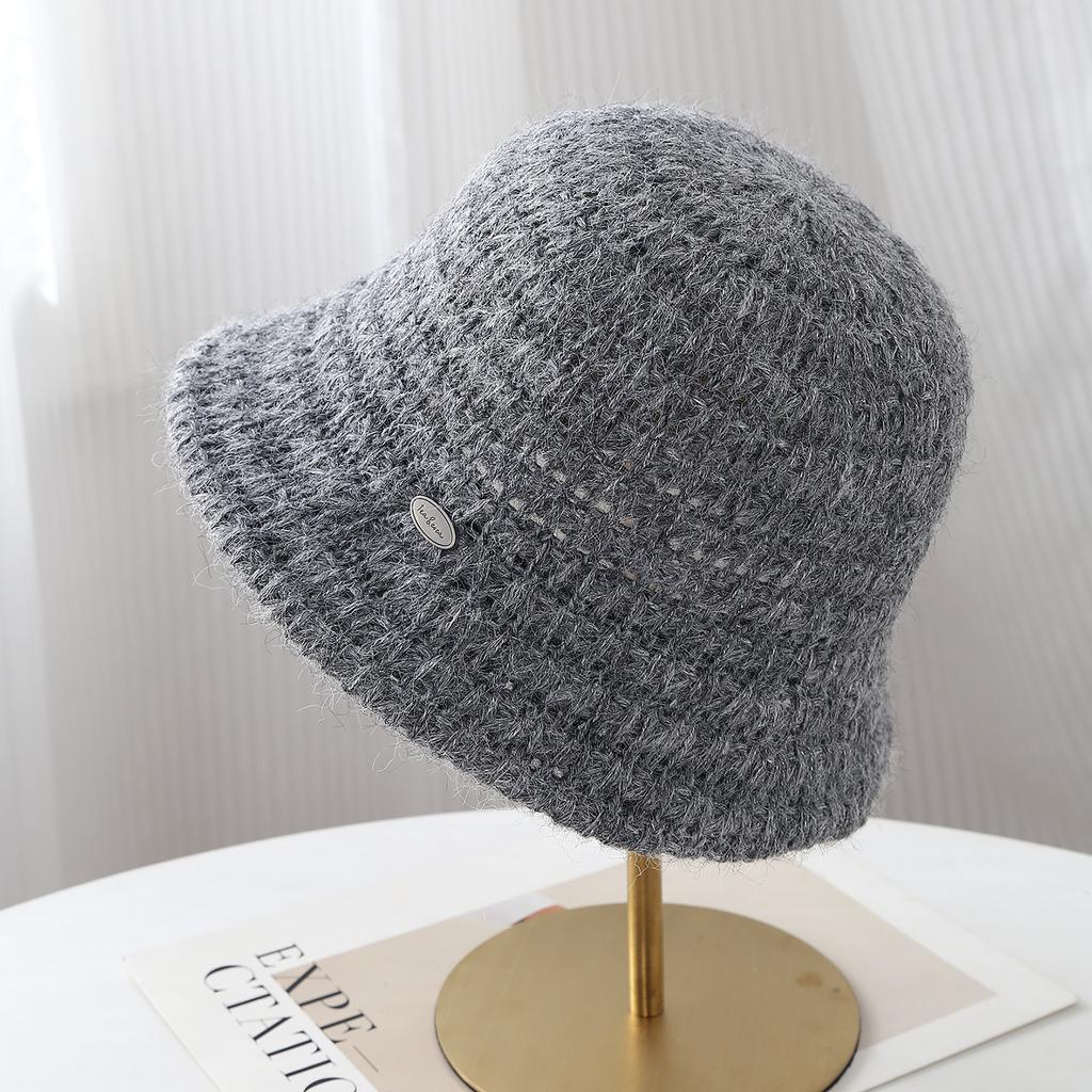 Francuski mały zapach elegancki dzianinowy kapelusz typu bucket hat damski retro wszechstronny kapelusz typu basin duży obwód głowy wyszczupla twarz mały kapelusz bucket hat trend