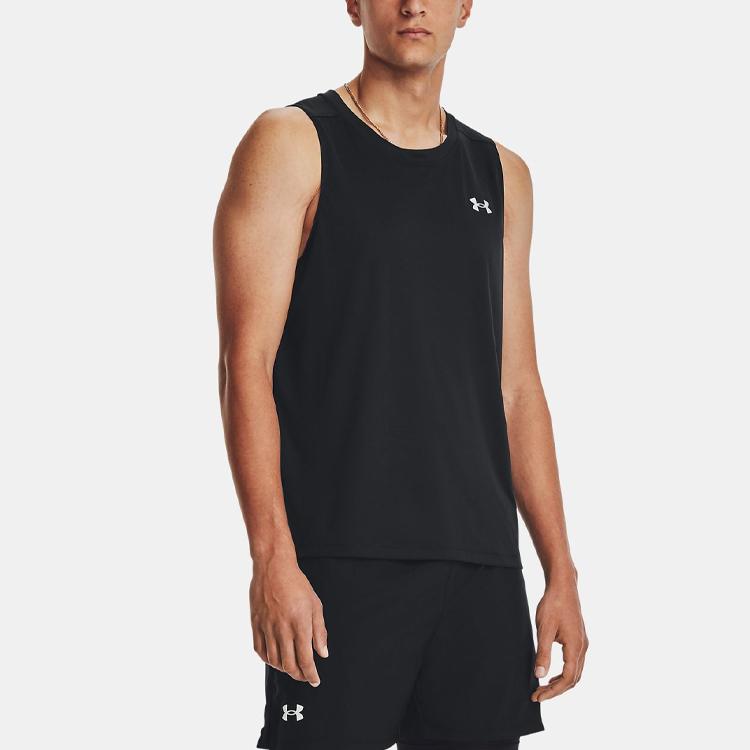 Under Armour Solid Color Crew Neck Sleeveless Running Vest Men Tops Black 1376994-001